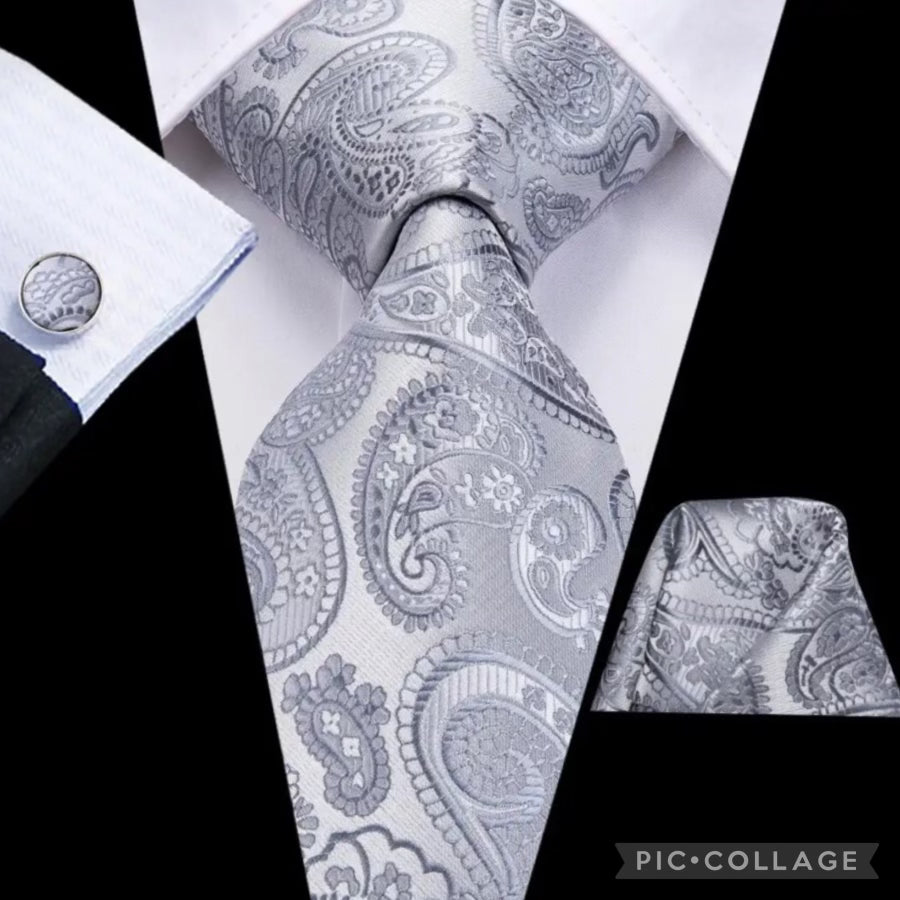 Hi-Tie Paisley Mens Silk Tie Set